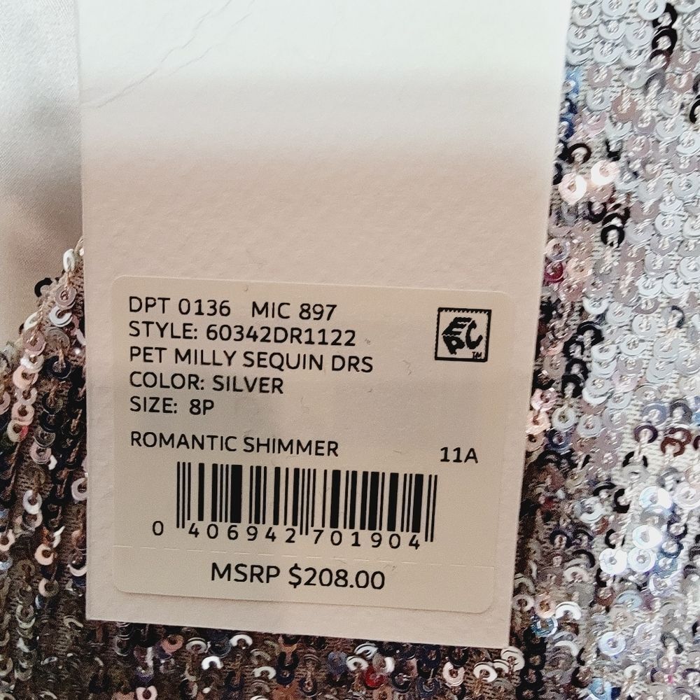 NWT Alex Marie Sequin Surplice Faux Wrap Dress W/ Tassel Size 8P - Picture 5 of 8